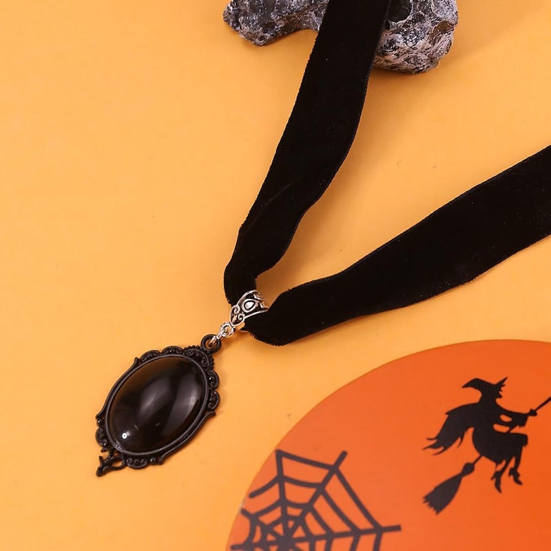 Cicod Gothic Black Velvet Goth Choker Necklace for Women,Cameo Black Choker Crow Skull Pendant Necklace Vintage Collar Skull Necklace Gothic Jewelry - Image 5